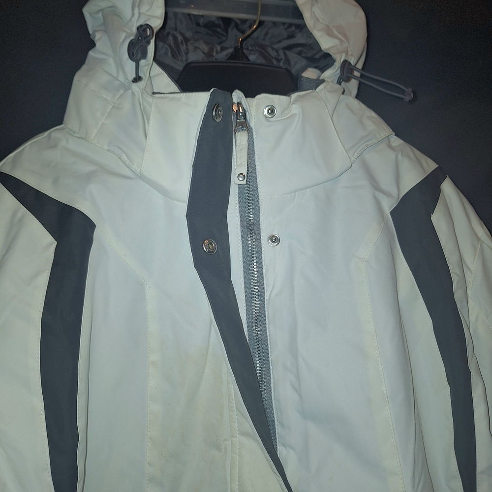 Women's Snow-Ready White and Gray Ski Jacket